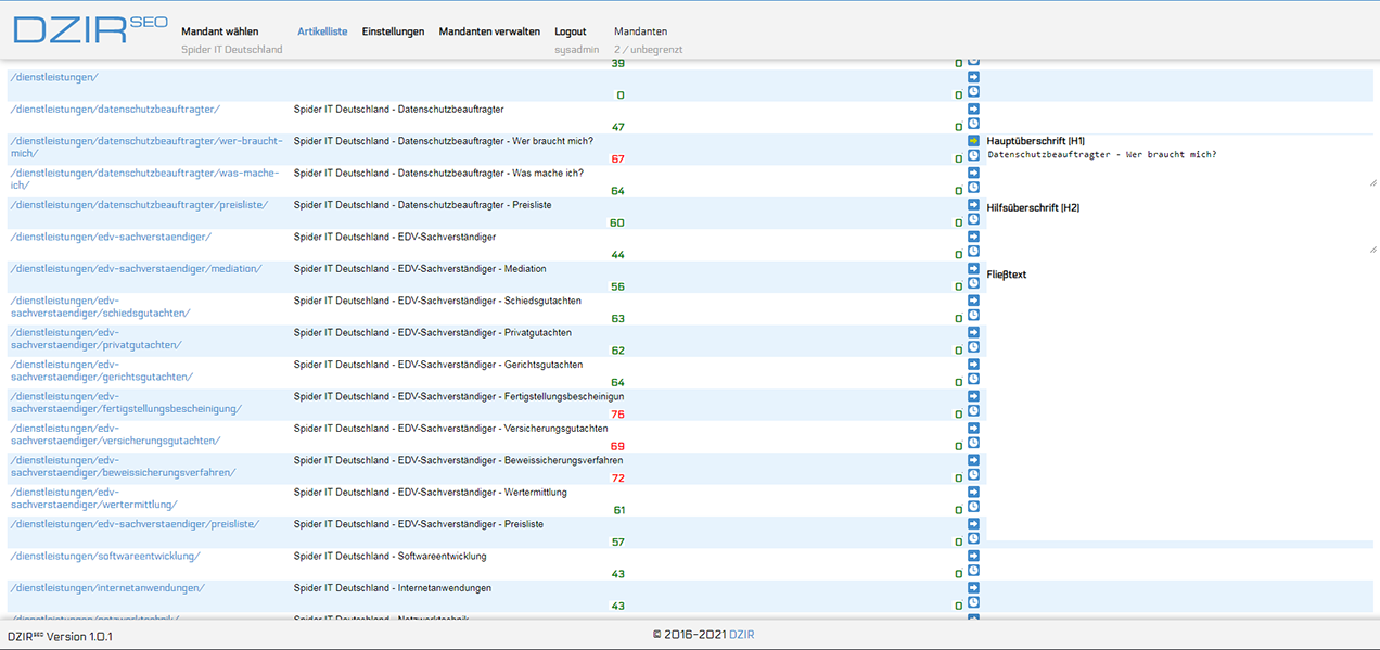 DZIRseo Screenshot